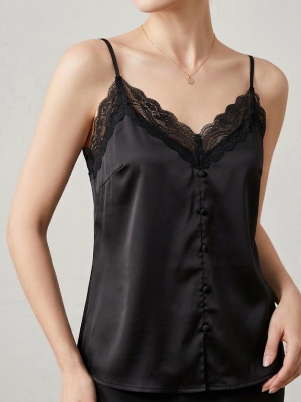 Stella McCartney camisole tank black silk lace trim XXL